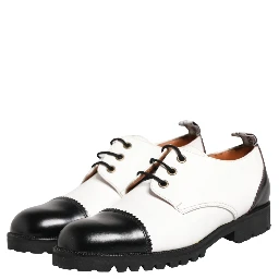 Black White Leather Derby Shoes