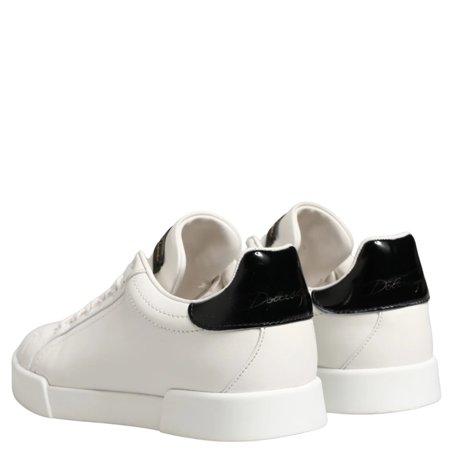 White Black Portofino Leather Sneakers Shoes