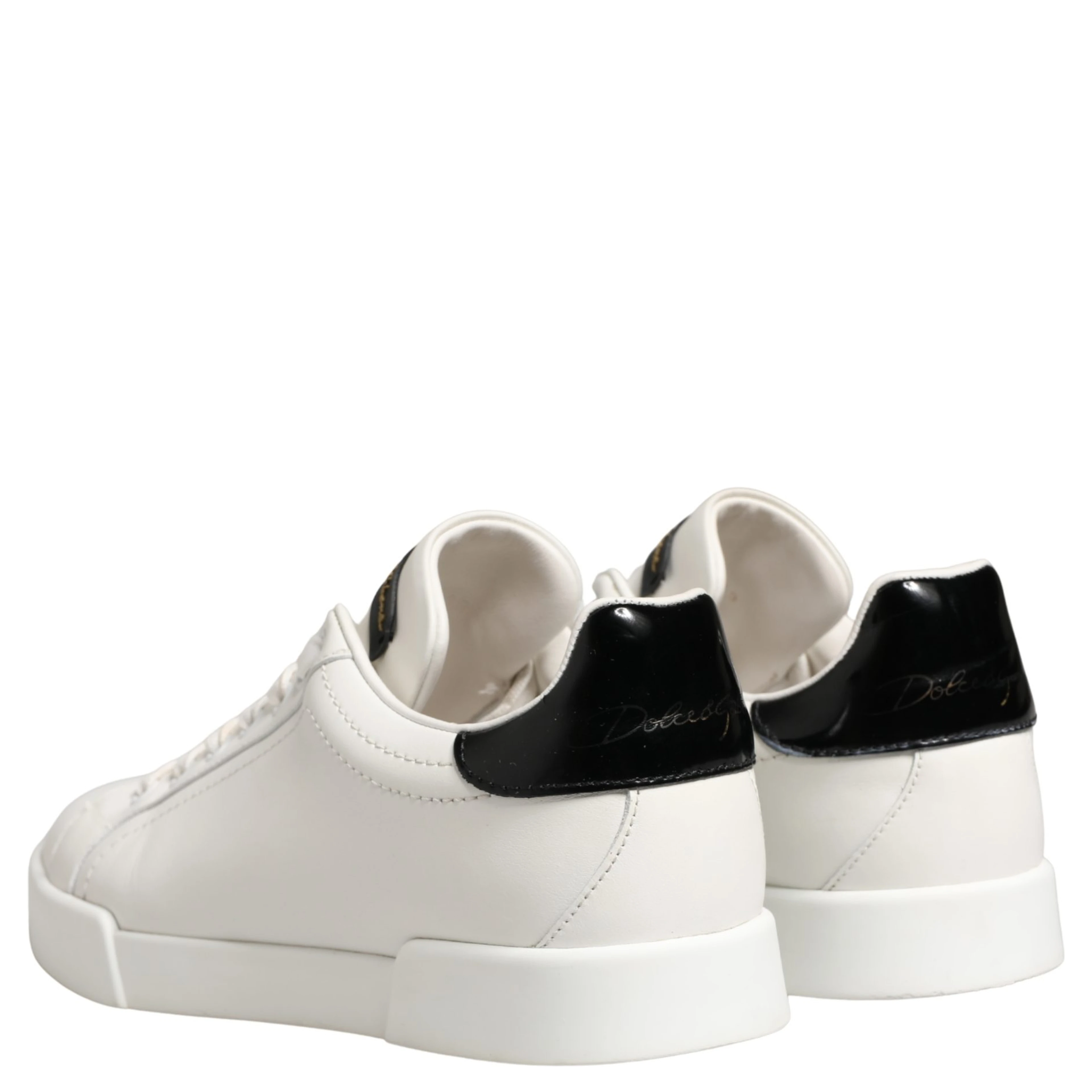 White Black Portofino Leather Sneakers Shoes