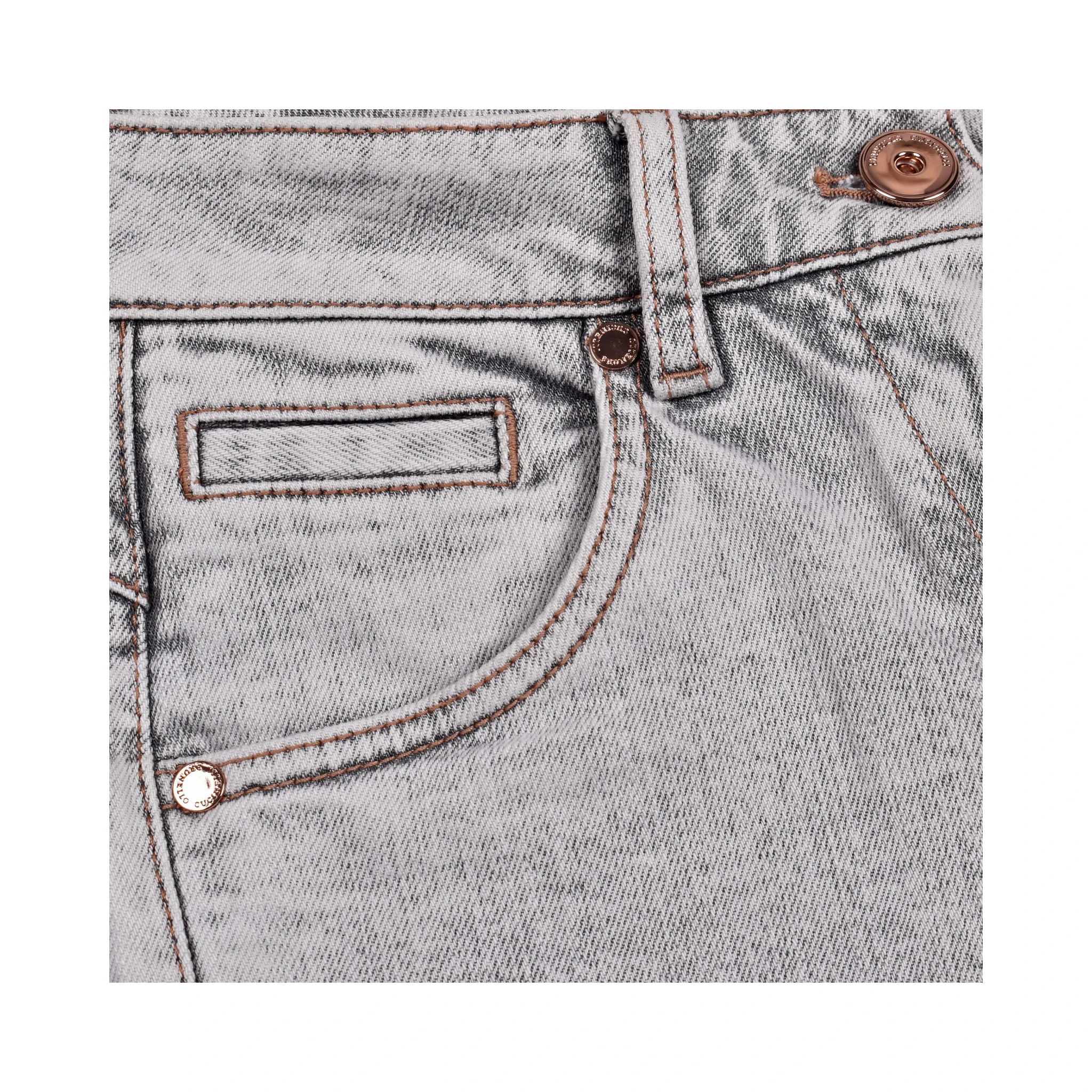 Blue Cotton Straight-Leg Jeans