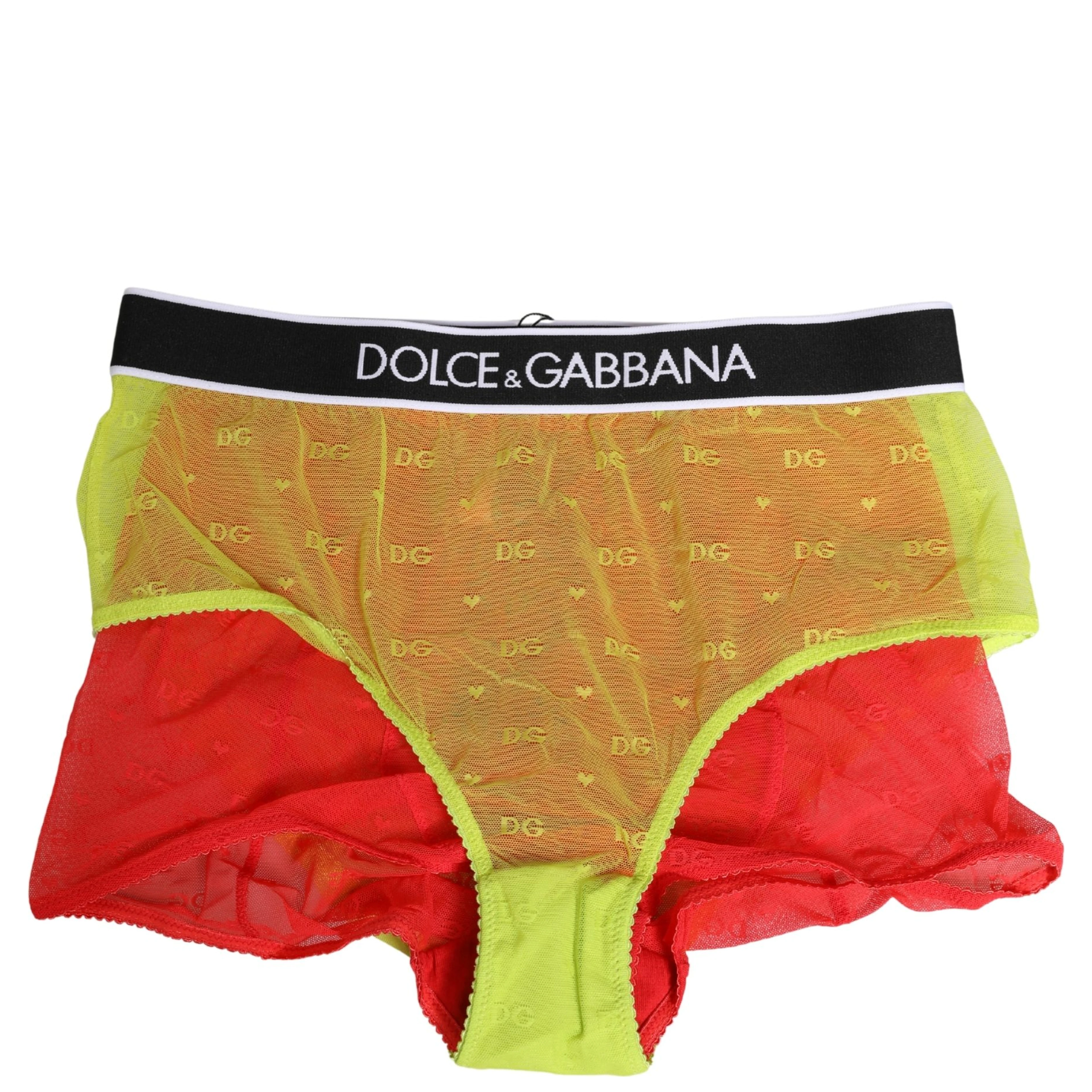 Red Yellow Tulle Mid Waist Panty Girdle Underwear