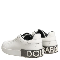 White Black Portofino Leather Sneakers Shoes