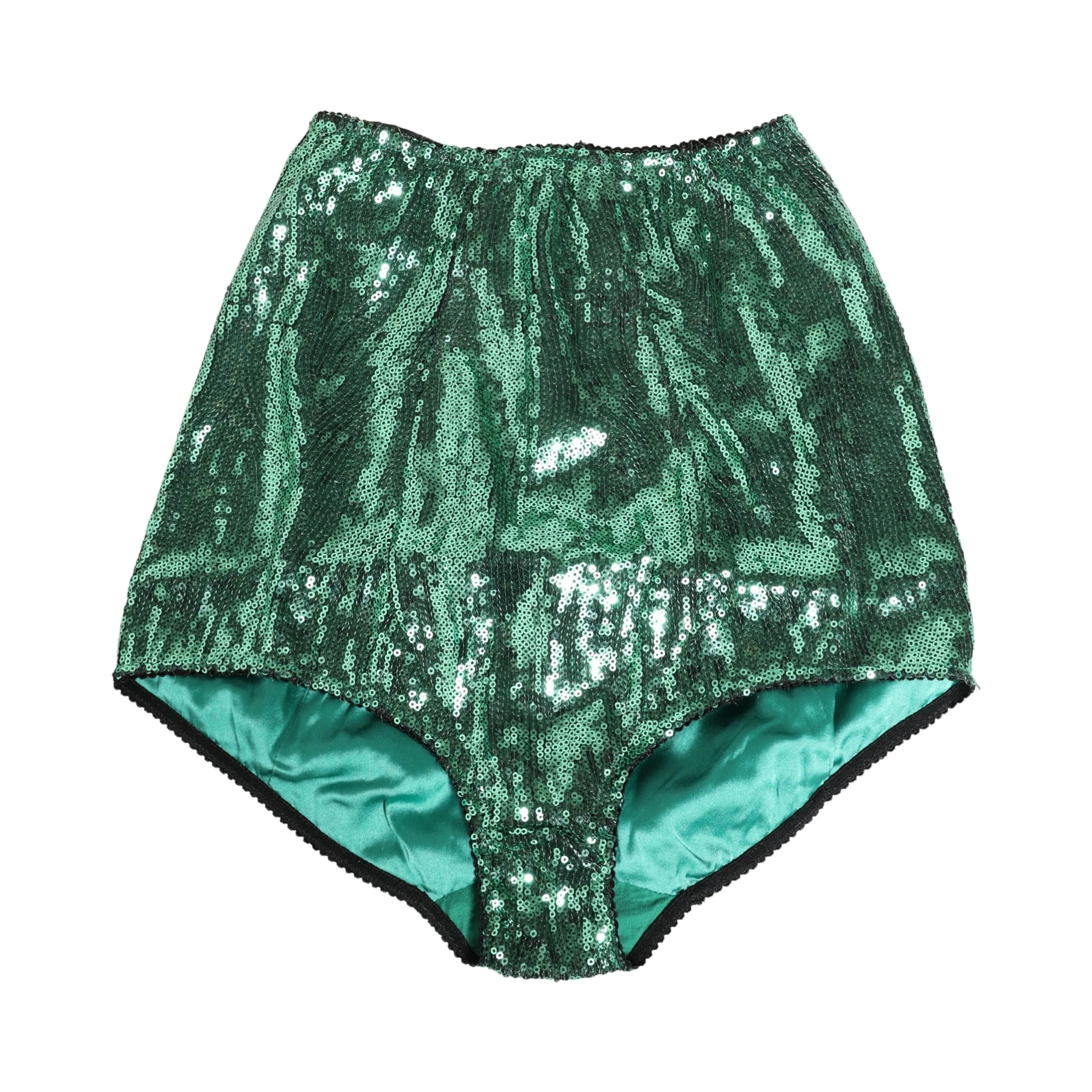 Green Sequin Nylon High Waist Girdle Underwear