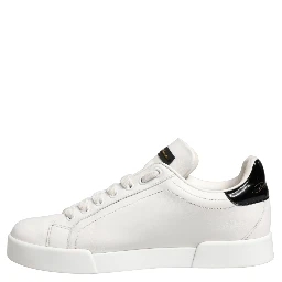 White Black Portofino Leather Sneakers Shoes
