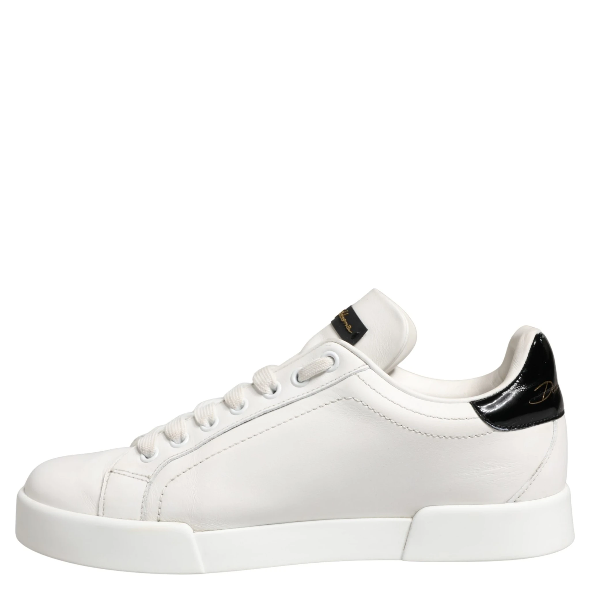 White Black Portofino Leather Sneakers Shoes