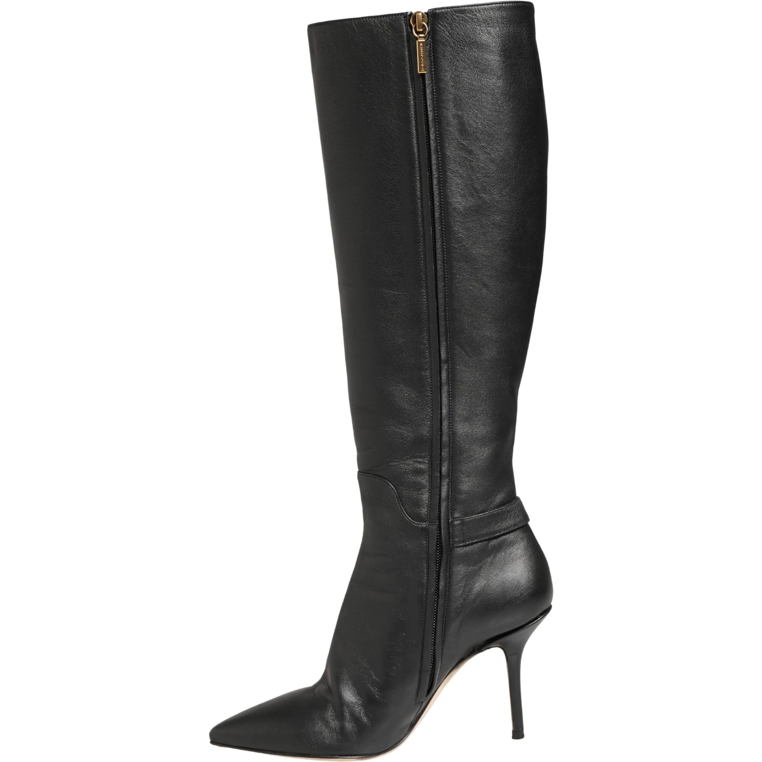 Black Leather Heels Knee High Boots Shoes