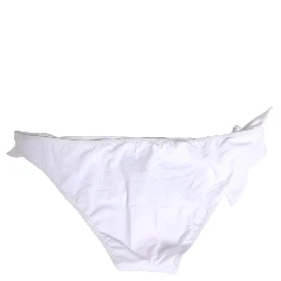 White Nylon DG Logo Plaque Bikini Bottom Swimwear