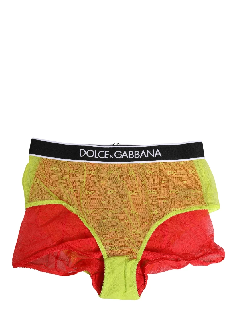 Red Yellow Tulle Mid Waist Panty Girdle Underwear