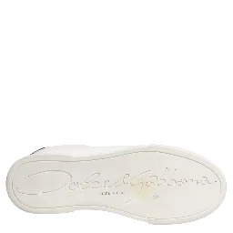 White Black Portofino Leather Sneakers Shoes