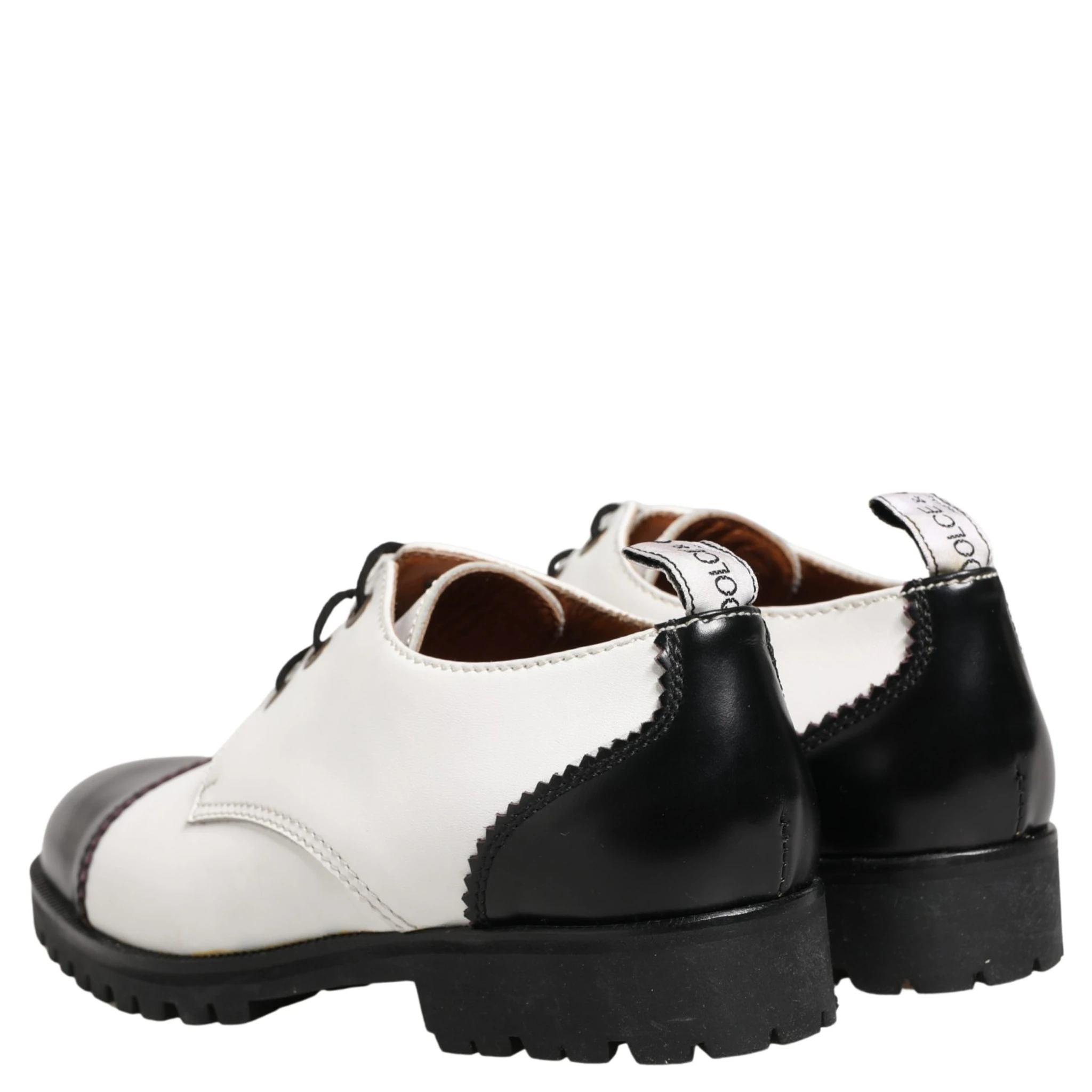 Black White Leather Derby Shoes