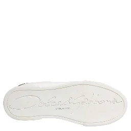 White Black Portofino Leather Sneakers Shoes