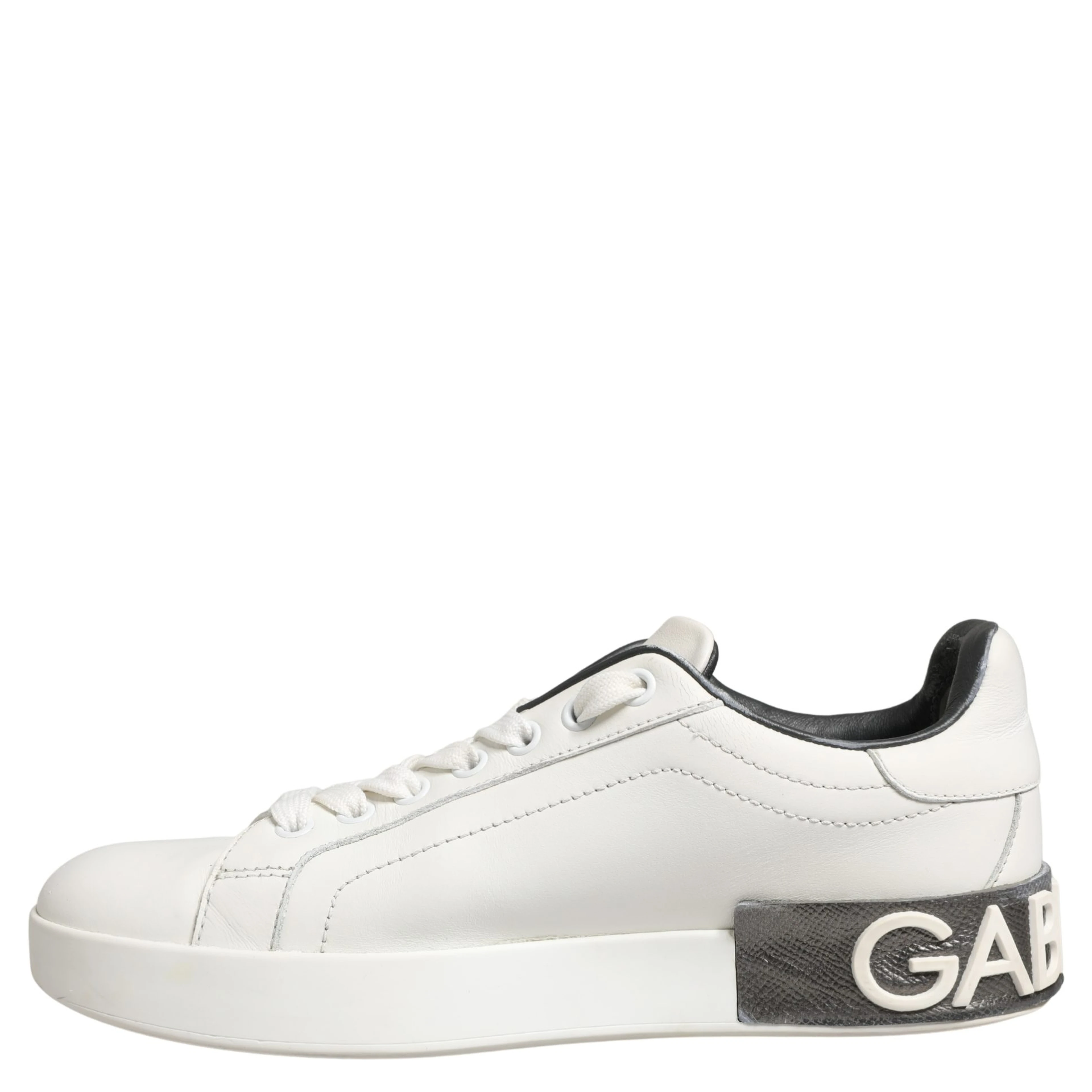 White Black Portofino Leather Sneakers Shoes