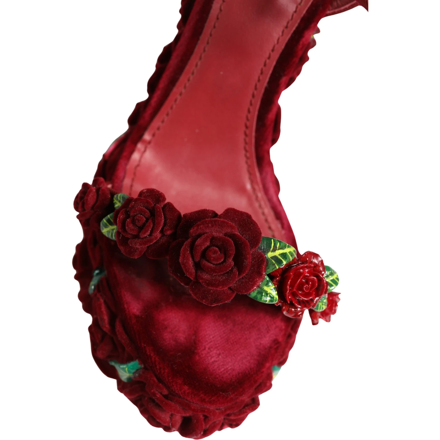 Red Rose Embellished Platform Sandals Shoes