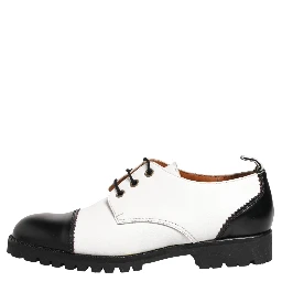 Black White Leather Derby Shoes