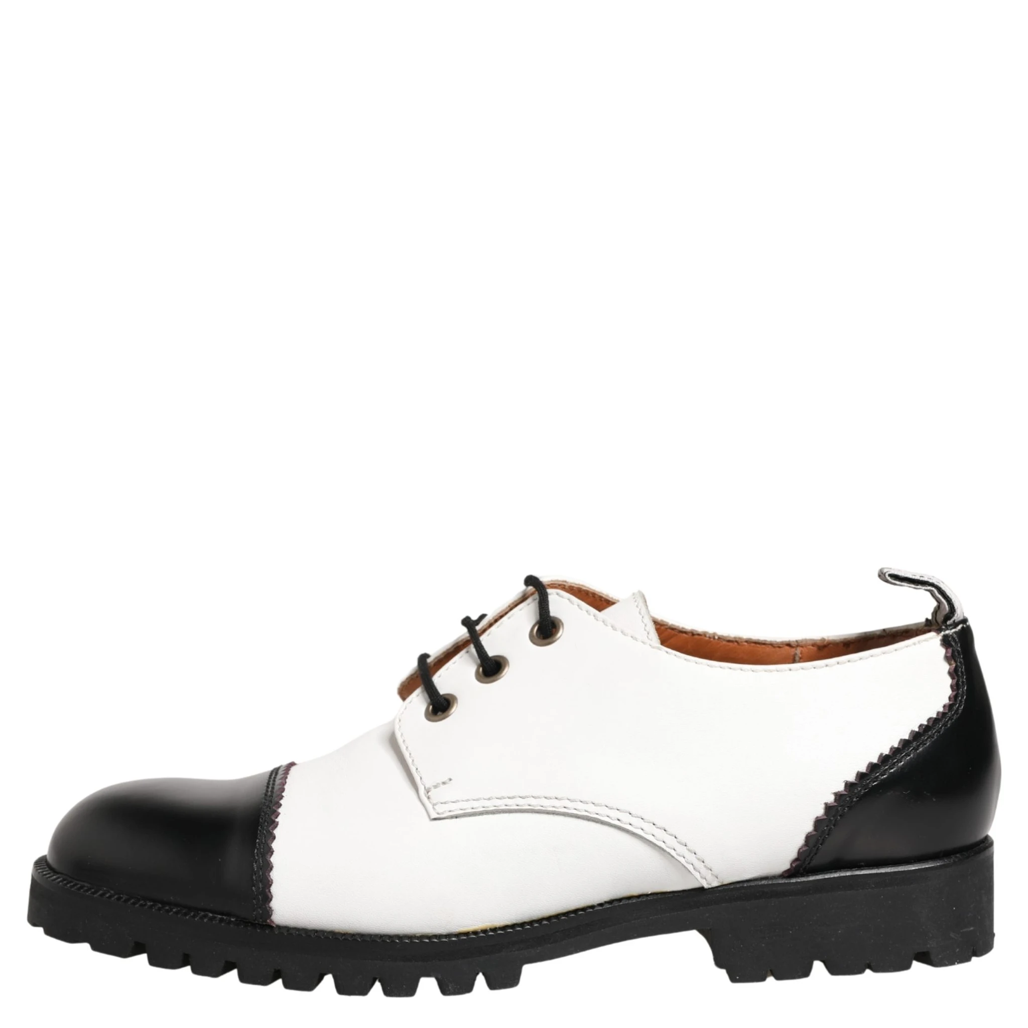 Black White Leather Derby Shoes