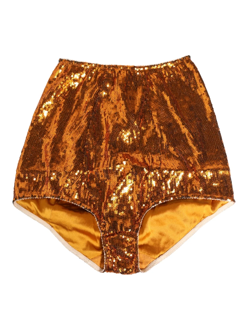 Orange Sequin Nylon High Waist Girdle Underwear