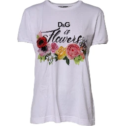 White D&G Is Flowers Embellished T-shirt