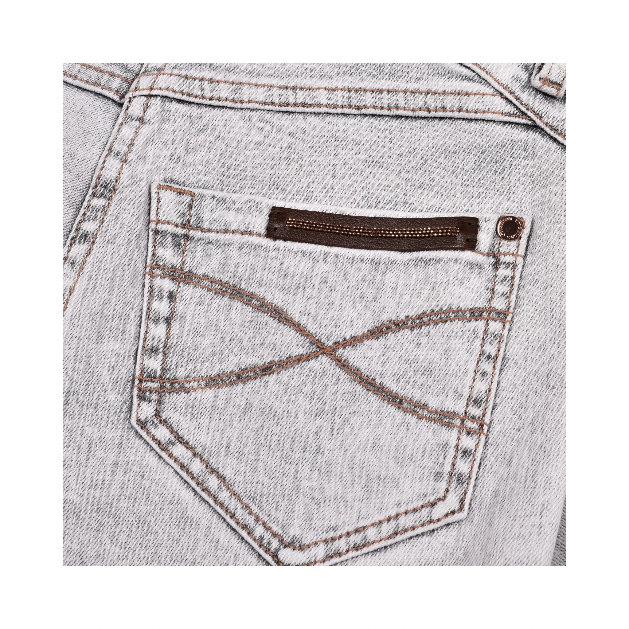 Blue Cotton Straight-Leg Jeans