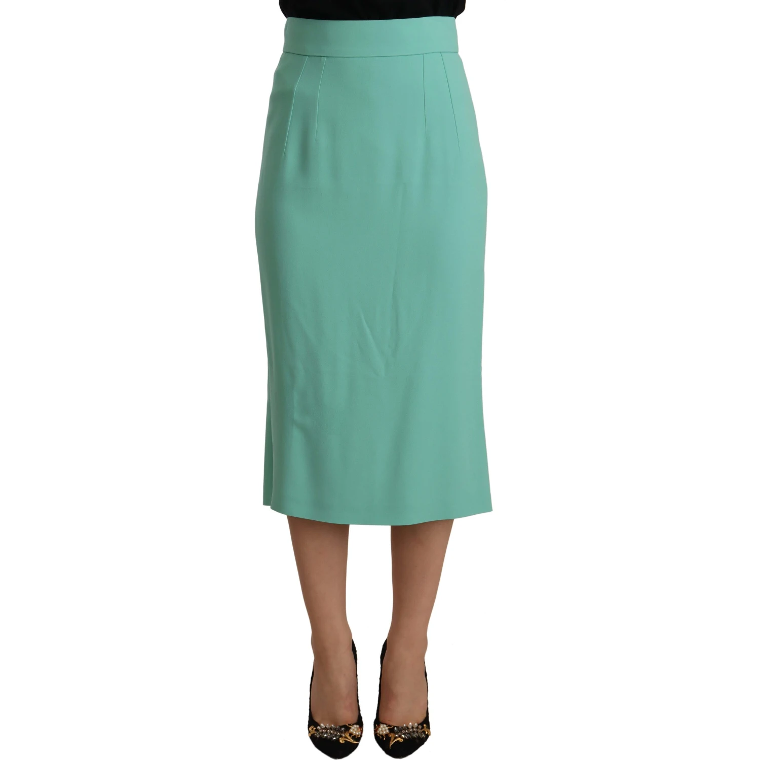 Mint Green Viscose Pencil Cut Midi Skirt