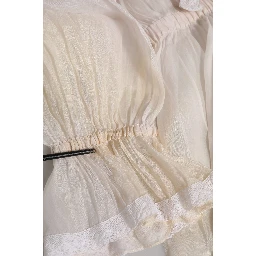 White Silk Cotton Ascot Collar Blouse Top