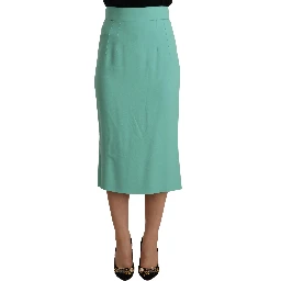 Mint Green Viscose Pencil Cut Midi Skirt