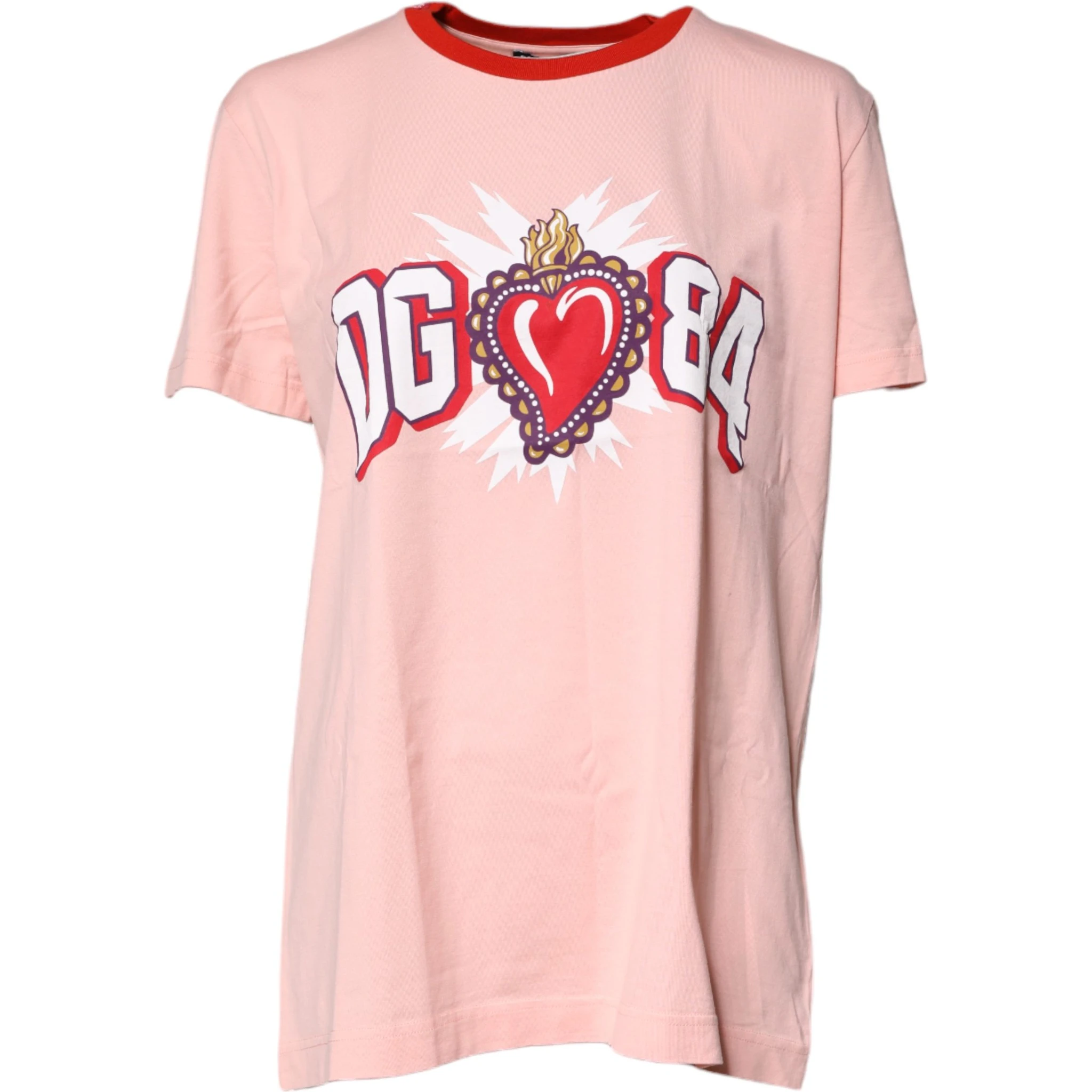Pink DG 84 Sacred Heart Print Cotton T-shirt