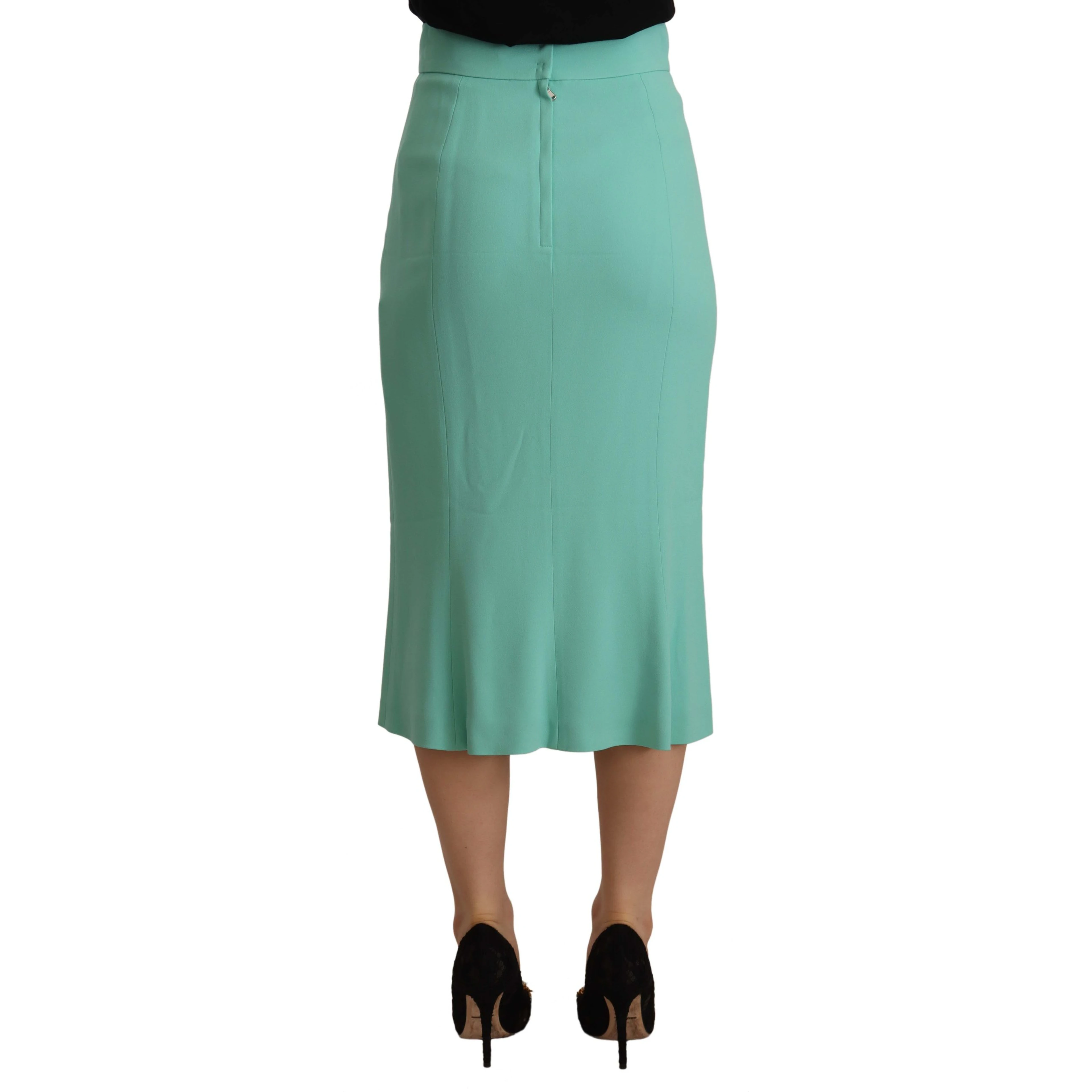 Mint Green Viscose Pencil Cut Midi Skirt