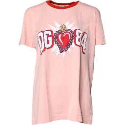 Pink DG 84 Sacred Heart Print Cotton T-shirt