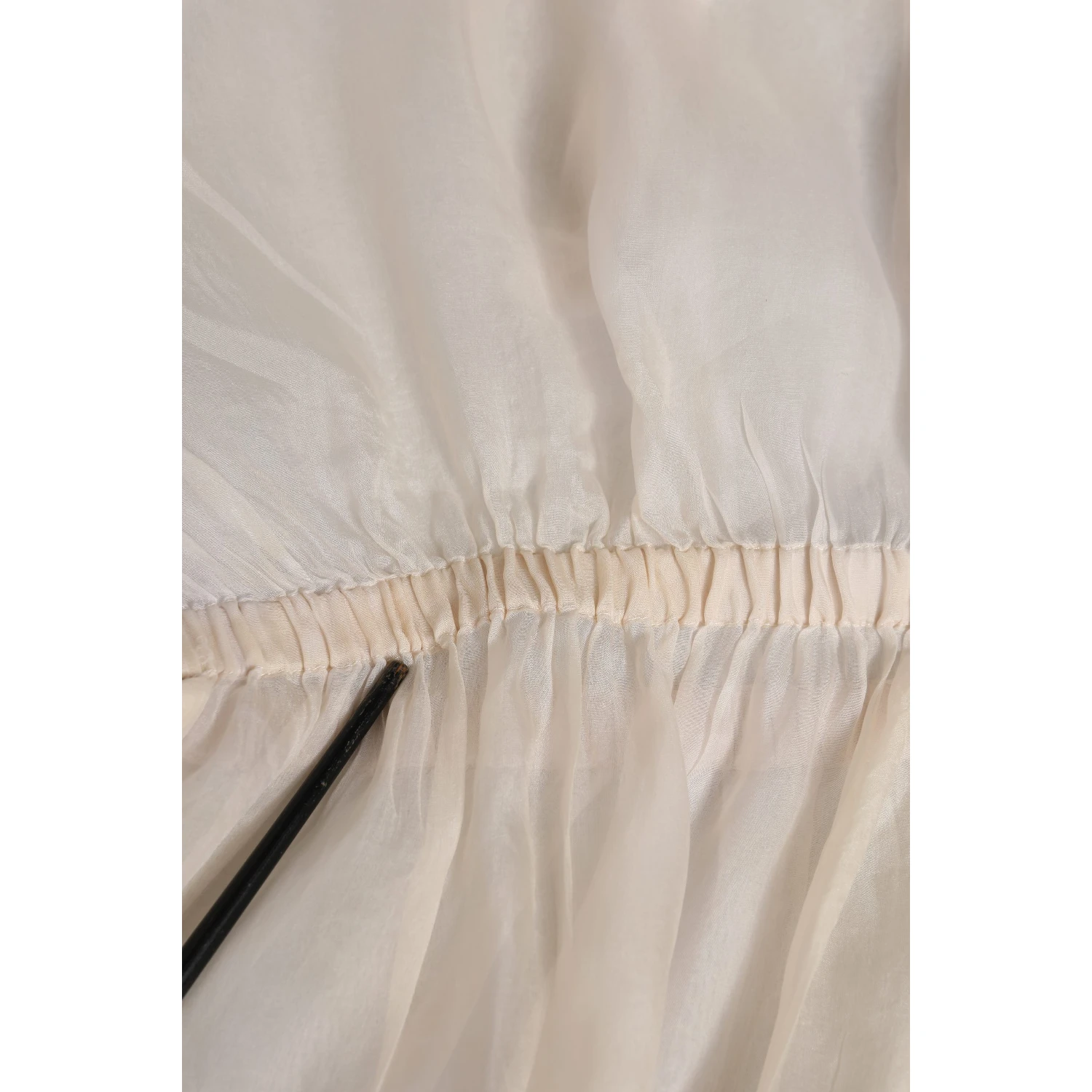 White Silk Cotton Ascot Collar Blouse Top