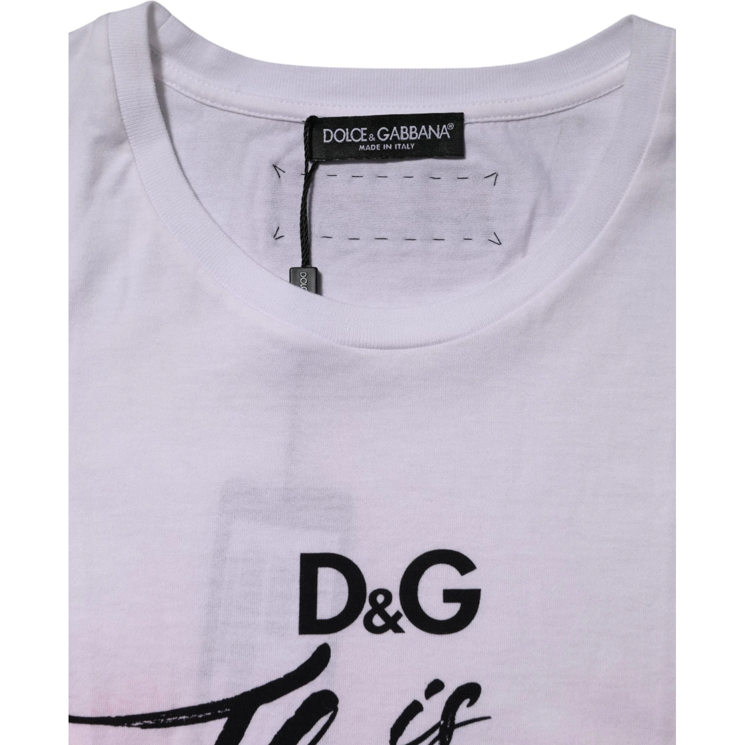 White D&G Is Flowers Embellished T-shirt