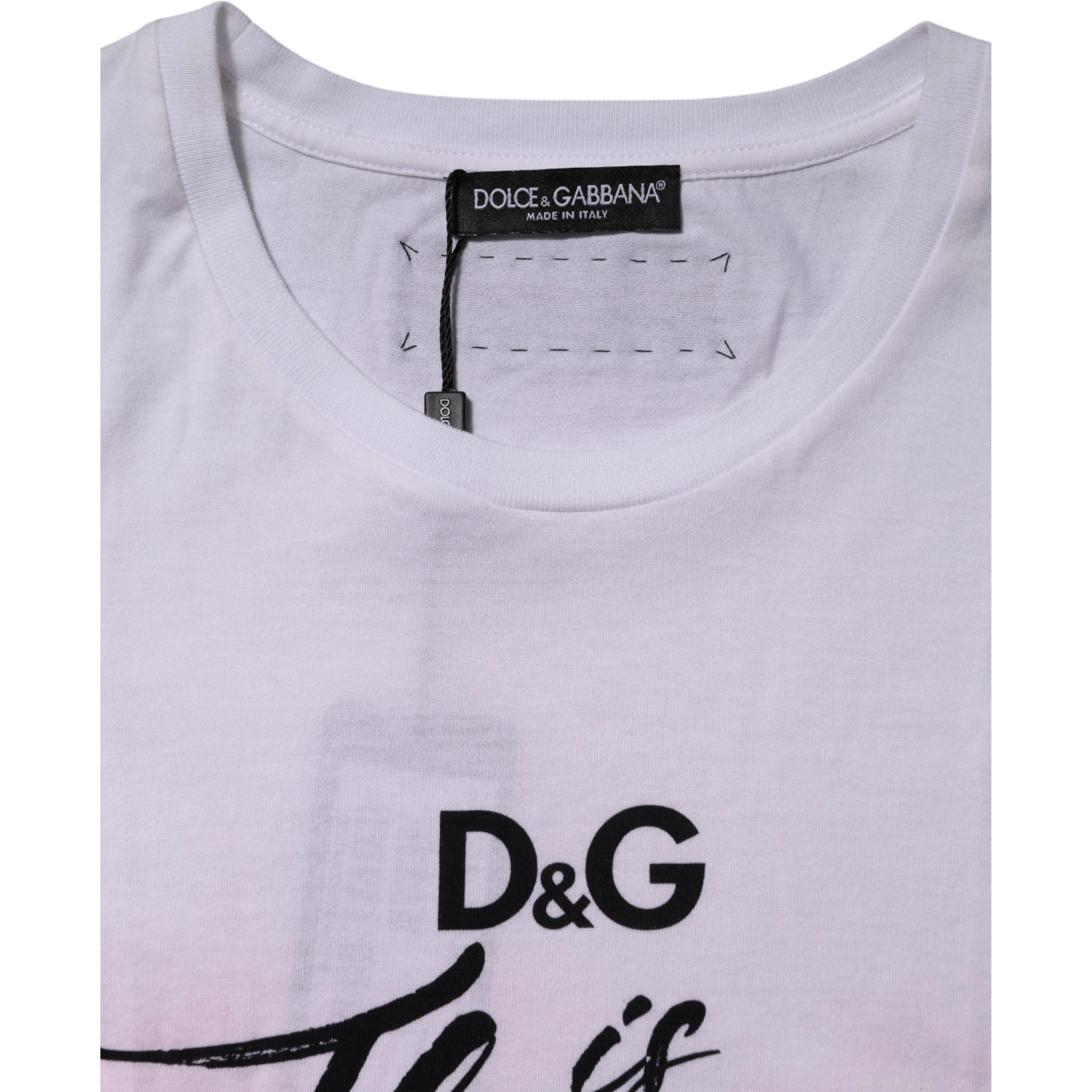 White D&G Is Flowers Embellished T-shirt