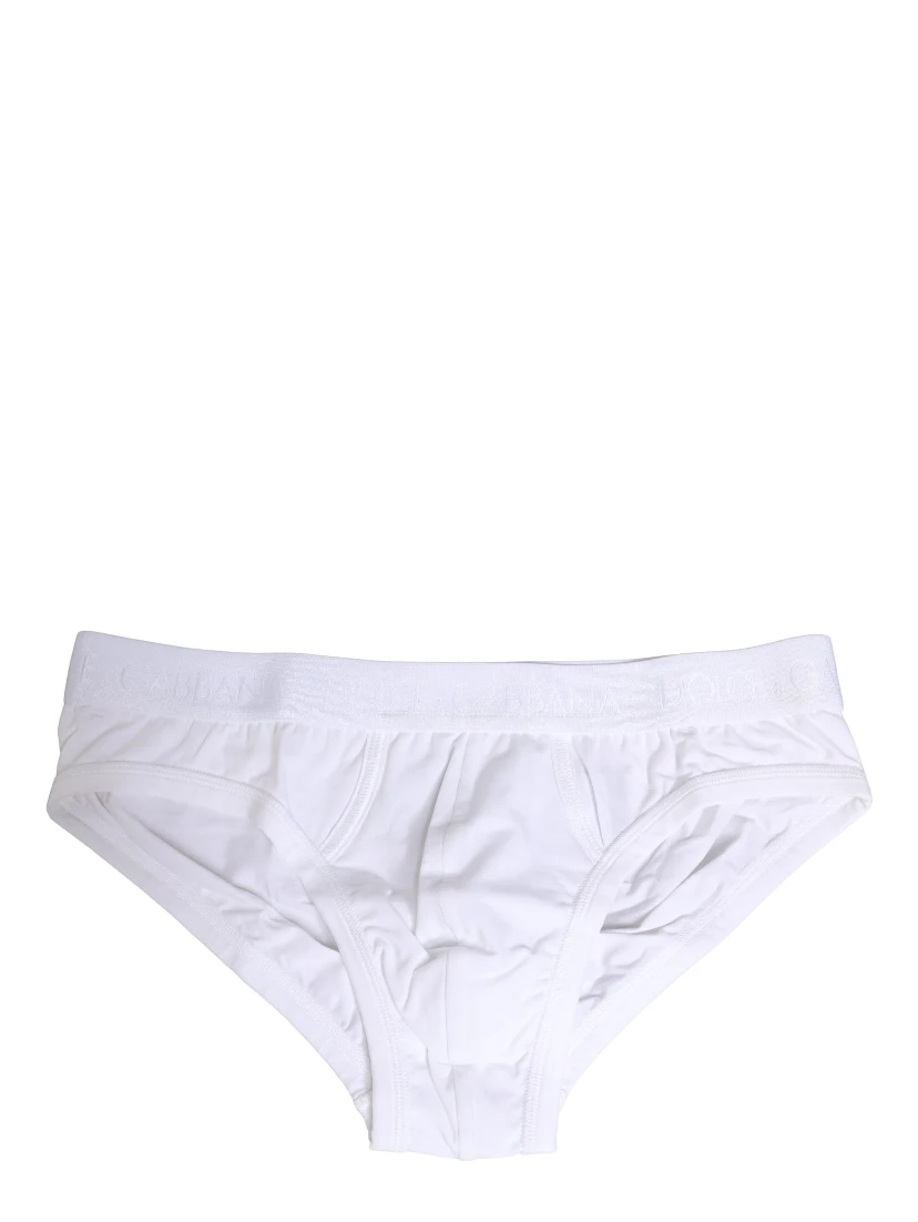 White Logo Waistband Cotton Men Brief Underwear