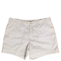 White Cotton Mid Waist Chino Bermuda Shorts