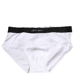 White Black Logo Waistband Men Brief Underwear