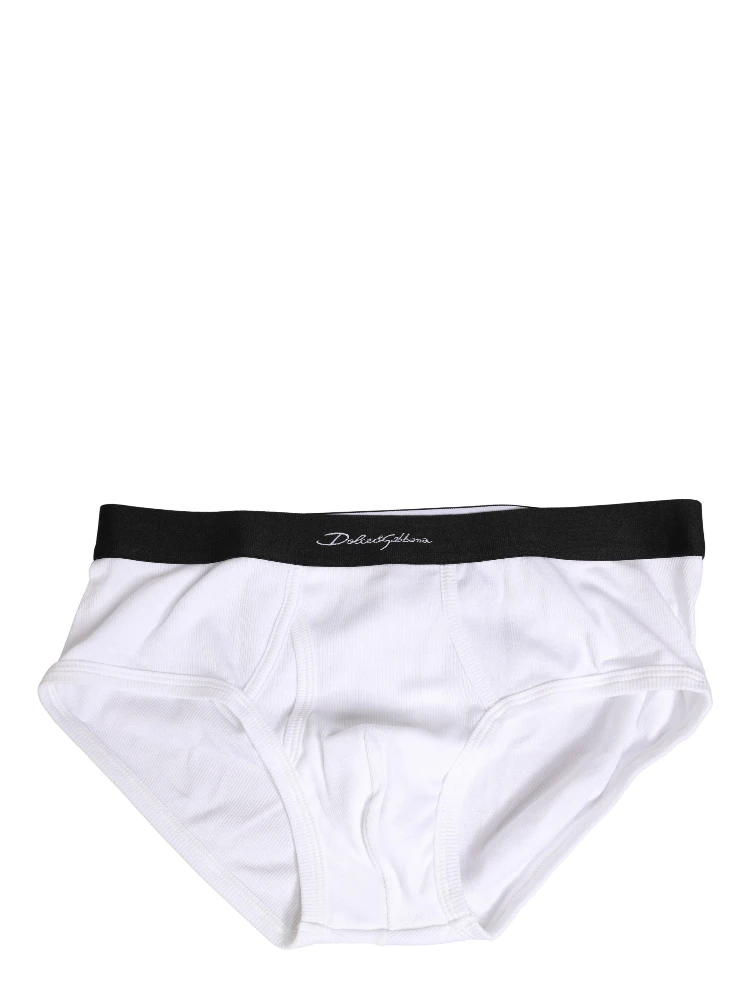 White Black Logo Waistband Men Brief Underwear