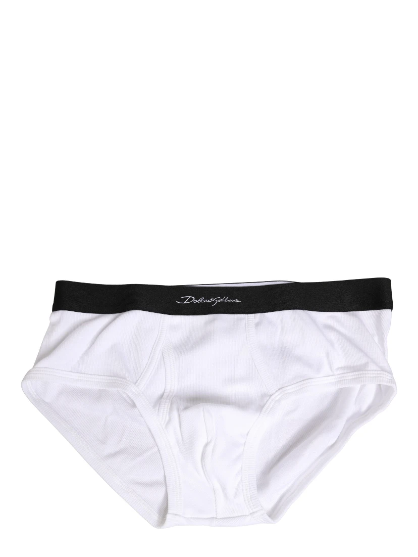 White Black Logo Waistband Men Brief Underwear