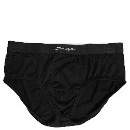 Black Silk Logo Waistband Men Brief Underwear