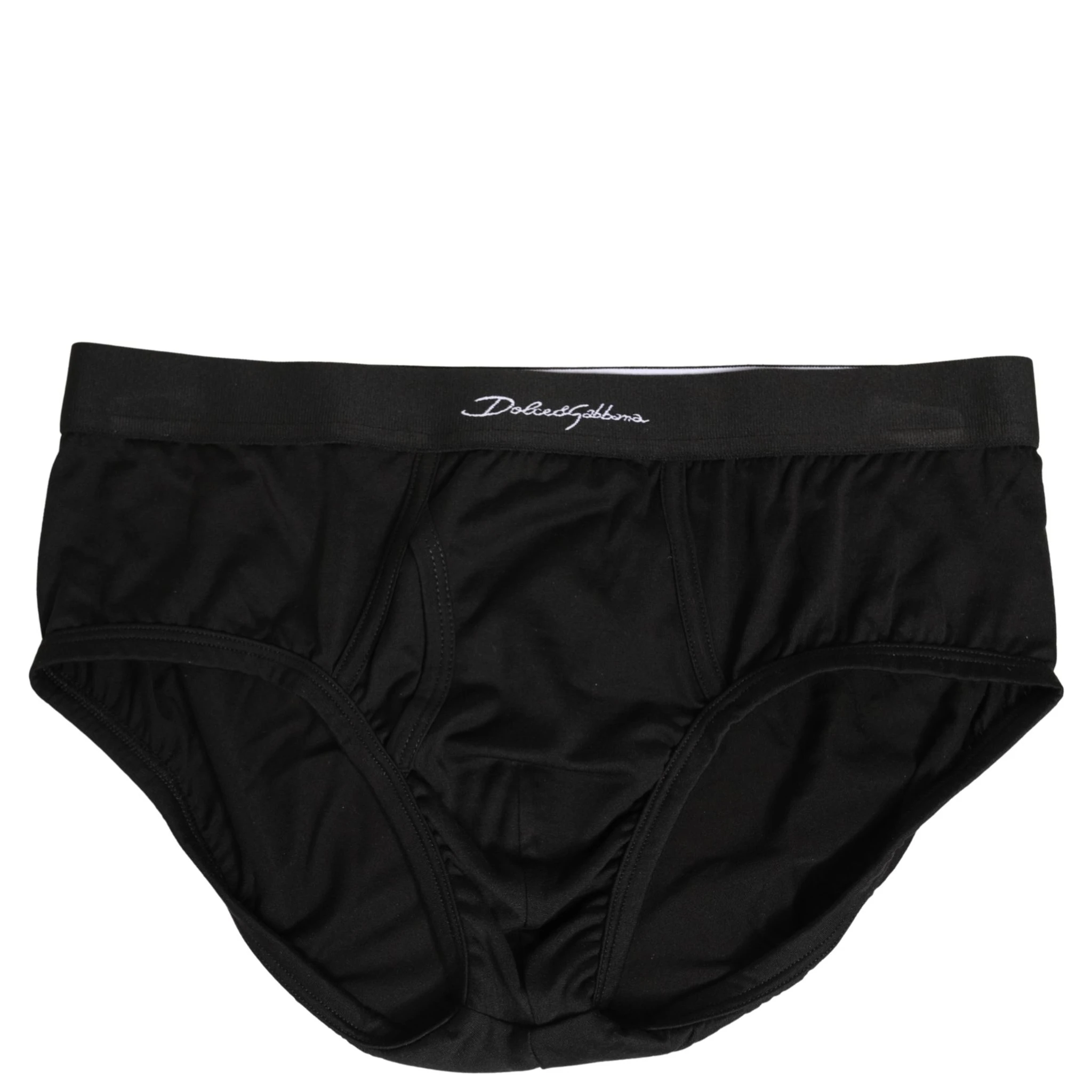 Black Silk Logo Waistband Men Brief Underwear