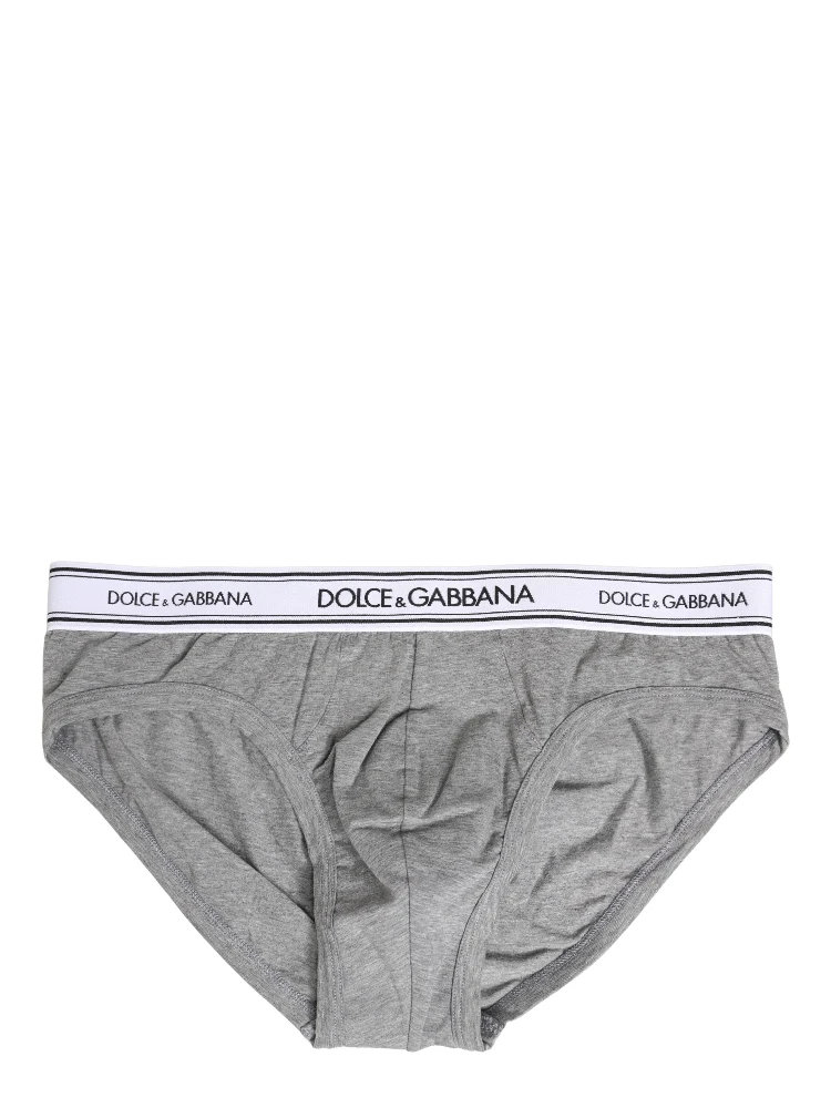 Gray Logo Waistband Men Midi Brief Underwear