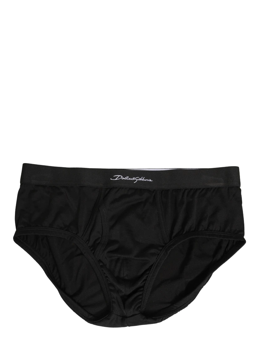 Black Silk Logo Waistband Men Brief Underwear