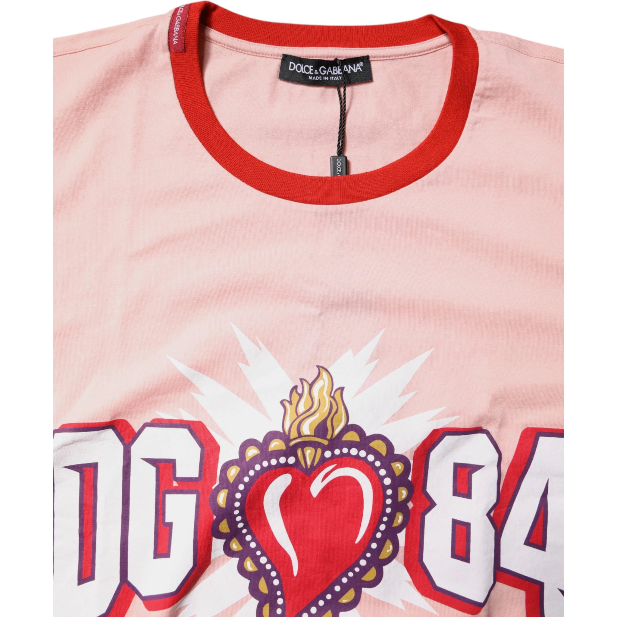Pink DG 84 Sacred Heart Print Cotton T-shirt