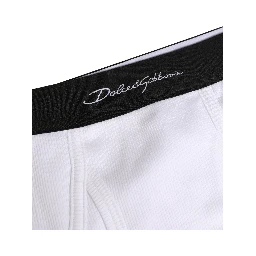 White Black Logo Waistband Men Brief Underwear