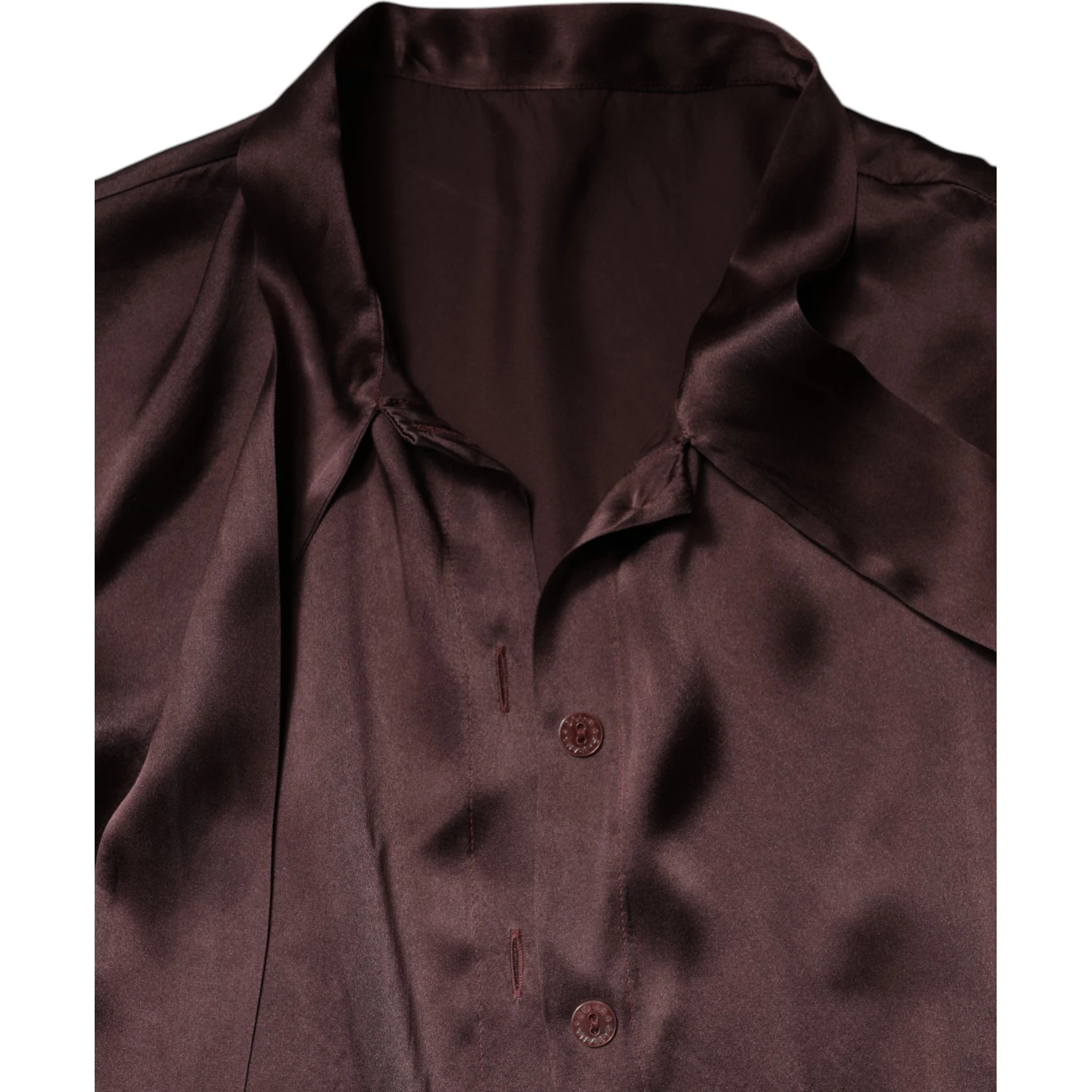 Violet Satin Long Sleeve Ascot Tie Shirt  Top