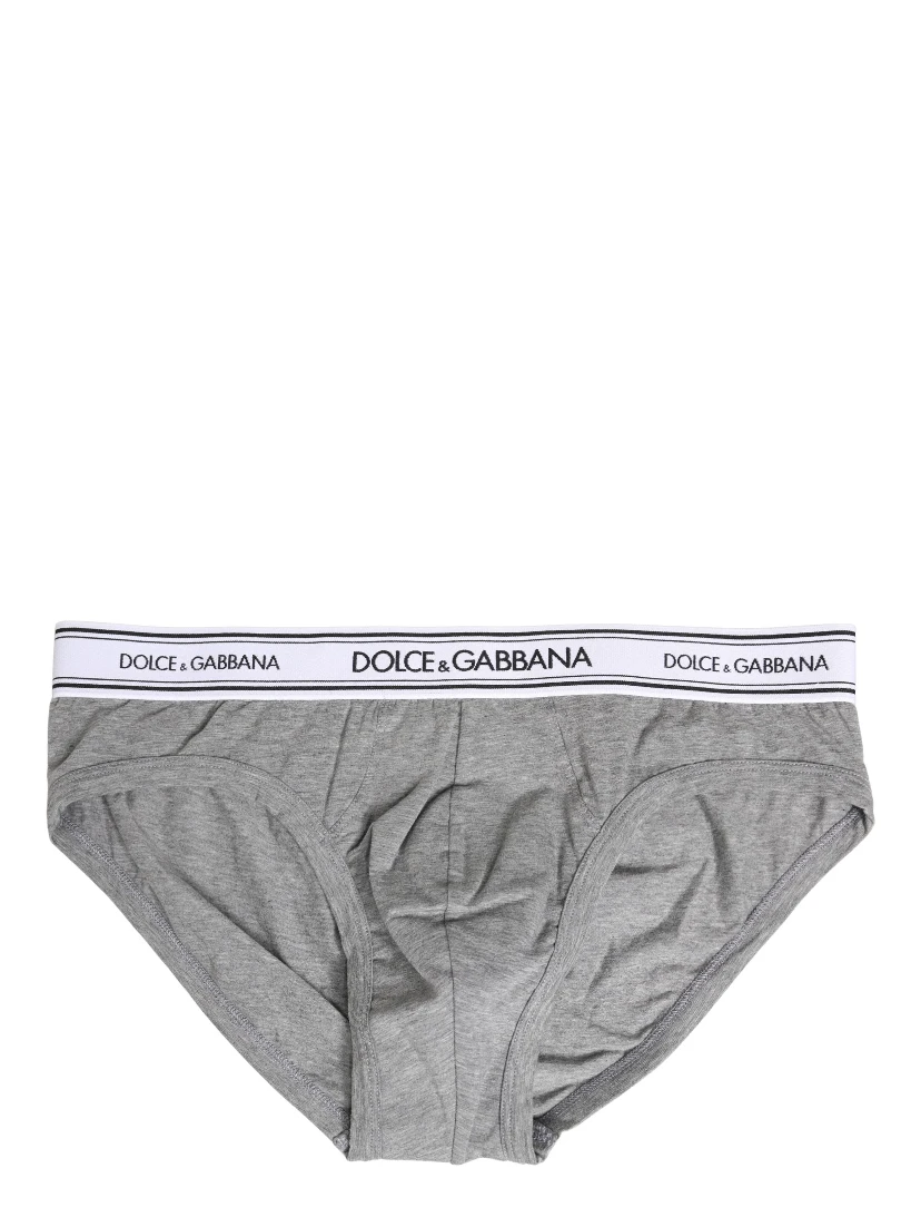 Gray Logo Waistband Men Midi Brief Underwear