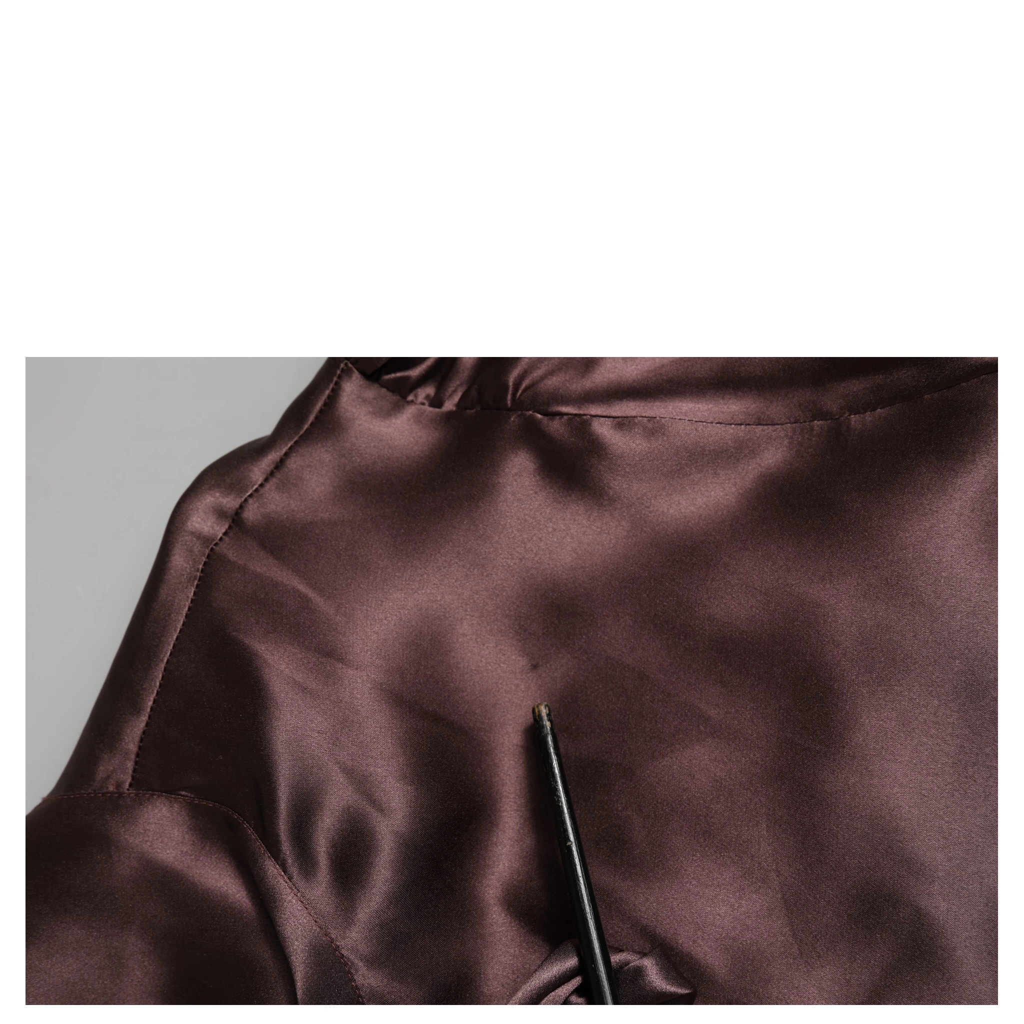 Violet Satin Long Sleeve Ascot Tie Shirt  Top