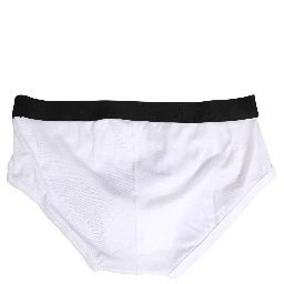 White Black Logo Waistband Men Brief Underwear