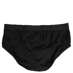 Black Silk Logo Waistband Men Brief Underwear