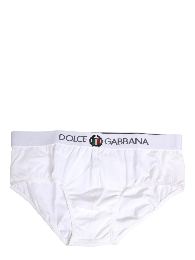 White Logo Waistband Cotton Men Briefs Underwear