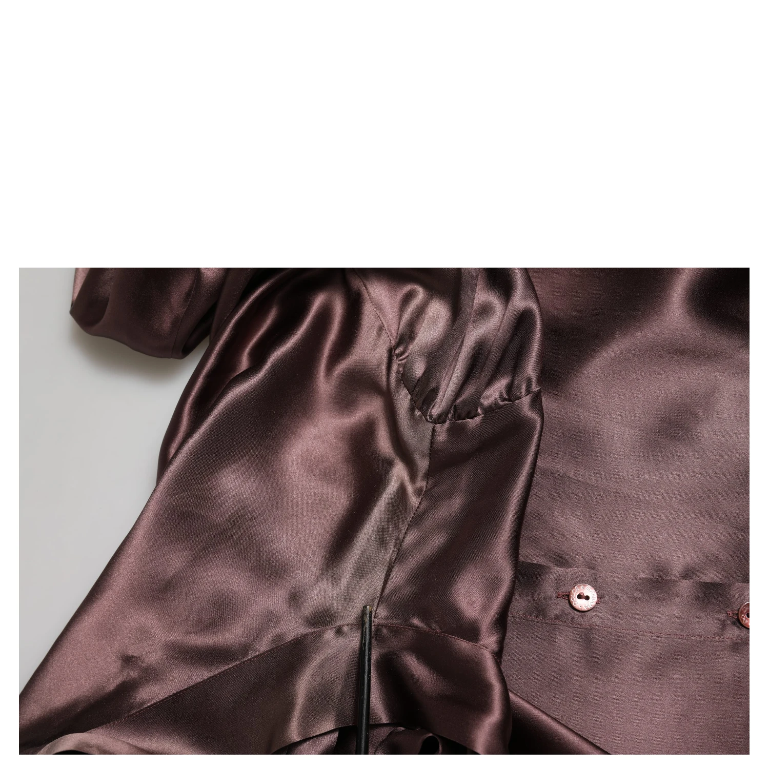 Violet Satin Long Sleeve Ascot Tie Shirt  Top