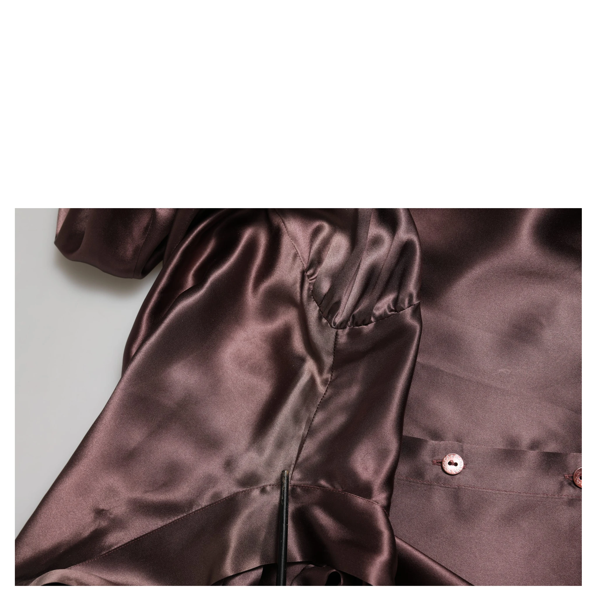 Violet Satin Long Sleeve Ascot Tie Shirt  Top